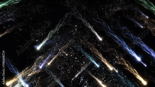 Wallpaper Mural Vibrant shooting stars leaving colorful streaks in dark space Torontodigital.ca