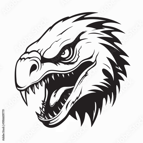 Cuadro en lienzo Prehistoric Predator Raptor Vector Illustration On White Backgroound