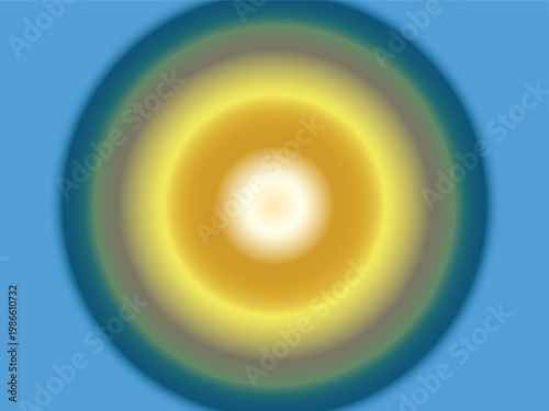 Vibrant concentric circles radiating outwards with bright yellow center and blue background.