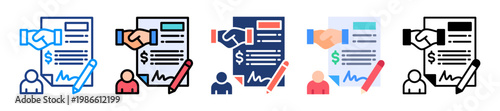 Contract Negotiation Icon Sheet Multiple Style Collection 