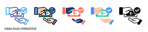 Payment Approval Icon Sheet Multiple Style Collection 