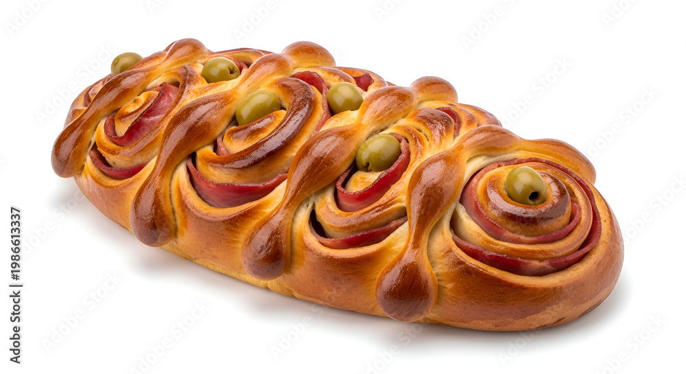Fototapeta premium Delicious sweet bread with fruit topping.