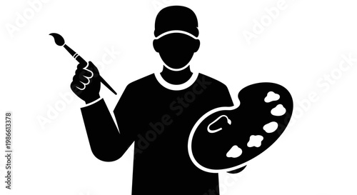 Silhouette of a Painter Artist.