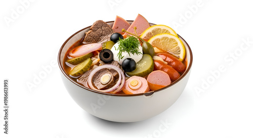 Delicious bowl of seafood soup.