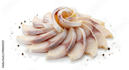 Sliced smoked salmon fillet pieces.