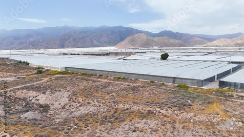 invernaderos greenhouse agriculture plastic sea intensive farming drone landscape mountain industry field dry desert - Andalusia, Spain - 2025