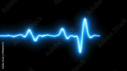Wallpaper Mural Blue glowing heart rate line on black background Torontodigital.ca