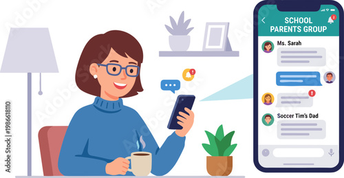 Woman chatting on phone in office with laptop nearby smiling