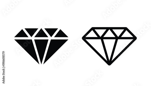 Diamond icon. Gemstone diamond icon. Diamond line in a flat icon.