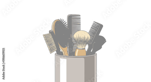 Grooming Tools Collection in Container, Personal Hygiene Items