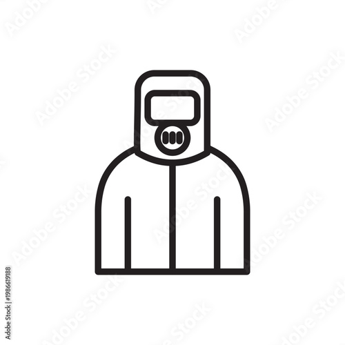 Hazmat suit icon symbolizing toxic protection, representing hardware, safety tools, radiation gear, control systems, and industrial logistics for hazardous material handling and chemical safety.
