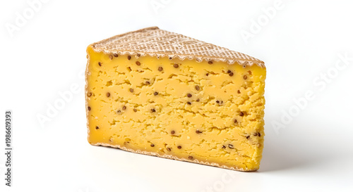 Delicious slice of cheese with herbs.