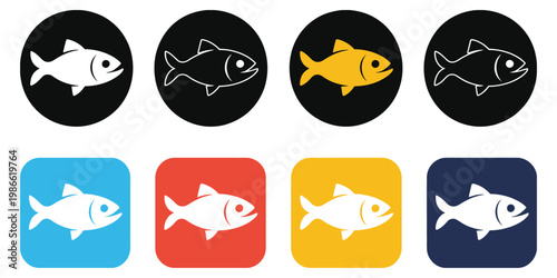 Fish or seafood flat icon for food apps and websites, colorful fish symbol vector illustration.