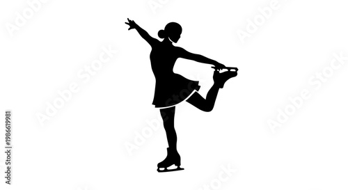 Woman Ice Skating Silhouette Figure.