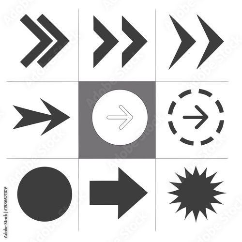 set of direction and movement arrows with symbols flat design vector illustration