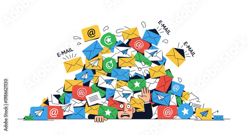 Colorful pile of social media logos.