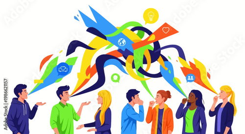 Diverse group of people communicating.