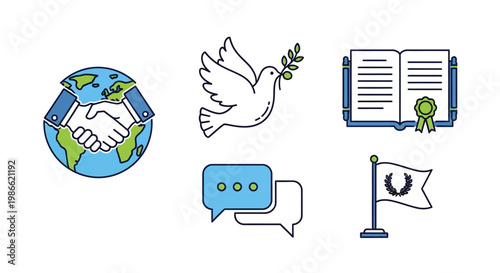 Handshake Earth Dove Book Chat Flag.