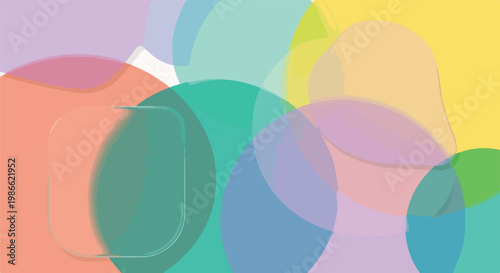 Colorful abstract composition with overlapping translucent shapes