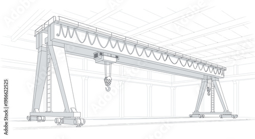 Industrial Gantry Crane in a Warehouse - Heavy Lifting Equipment