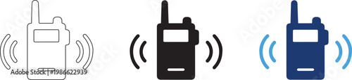 Vector graphic illustration of walkie talkies in different colors and designs for communication needs
