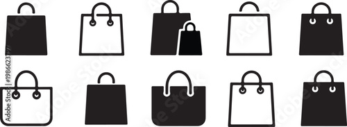 Various shopping bags in different designs and styles for retail and consumer use