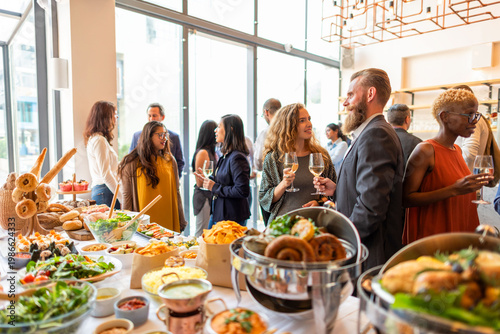 Cuadro en lienzo Lively corporate networking event gathering