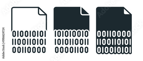 Binary Code File Icon. Document Coding Symbol. Vector Illustration