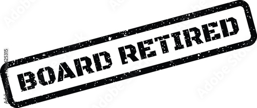 Bold rectangular stamp marking board retired with a weathered and speckled texture, perfect for official documents