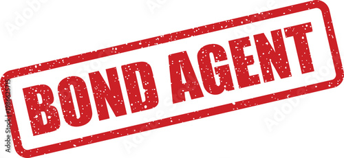 Classic red grunge textured rubber stamp impression with the distinctive text BOND AGENT for financial materials