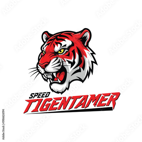 Aggressive Tiger Head Mascot Logo for Sports Team or Gaming Brand.