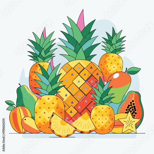 Colorful arrangement of tropical fruits