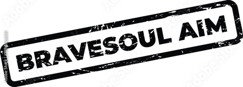 Distressed black rectangular stamp with a rough textured appearance, showing bold capital letters for a specific objective