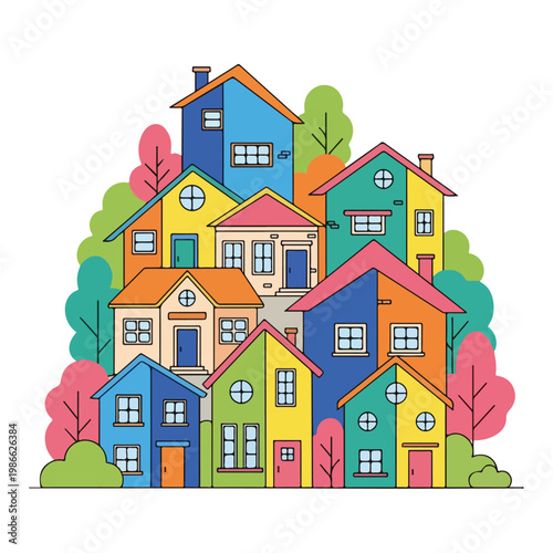 Colorful neighborhood scene (1)