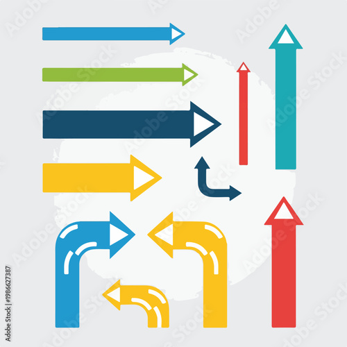 Colorful arrows on a gray background