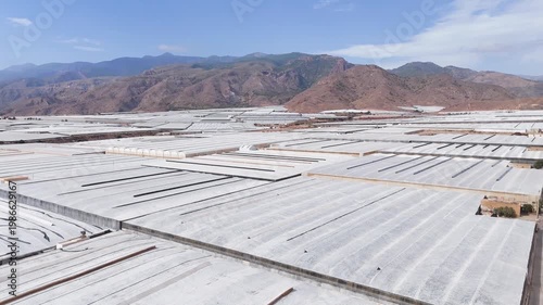 plastic sea landscape drone greenhouse invernaderos field architecture mountain travel business success industrial equipment industry terra forming earth transformation - Andalusia, Spain - 2025