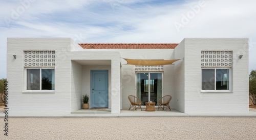 Modern minimalist bungalow with stylish decor and elegant facade