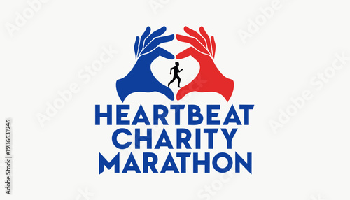 Heartbeat charity marathon logo features hands forming a heart with a runner