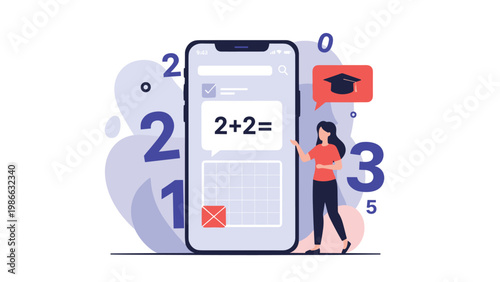 Modern online learning platform on a smartphone helps students master basic mathematics through interactive lessons and educational apps.