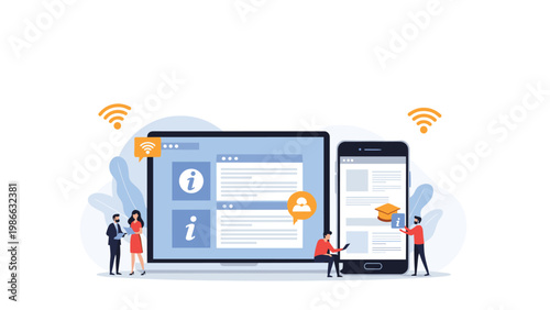 Students and professionals access vast digital libraries and educational resources through their connected smartphones and laptop computers.