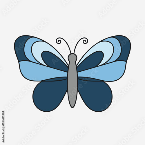 A blue butterfly with gray body