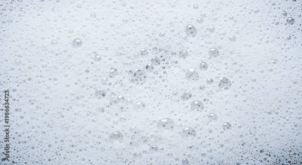 Fototapeta premium Close Up Of White Soap Suds Bubbles With Light Reflection And Translucency Detailed Texture