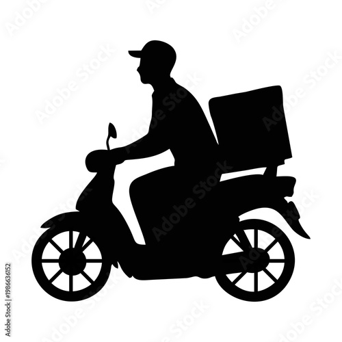 silhouette of a package courier riding a motorbike