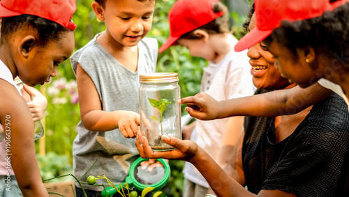 Foto Children exploring nature together photo