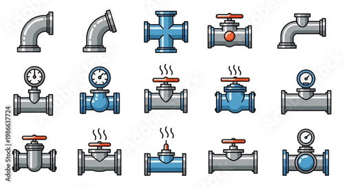 Collection of Pipe Fittings and Valves for Plumbing Systems.