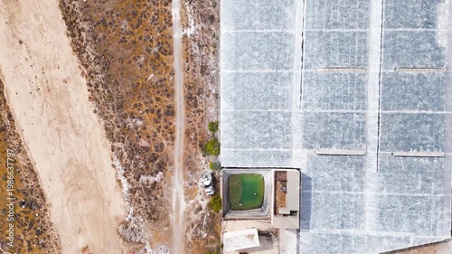plastic sea greenhouse industry agriculture drone plan dry desert invernaderos roof texture split dual intensive farming mass production architecture - Andalusia, Spain - 2025