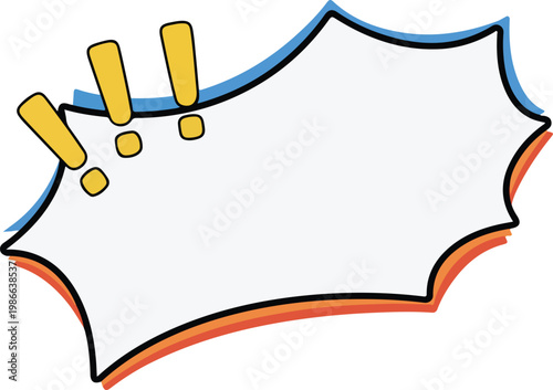 Cartoon comic speech bubble with exclamation marks