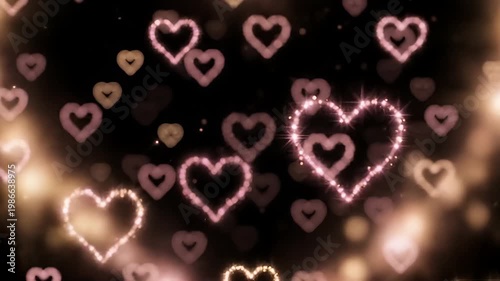 Wallpaper Mural Glowing pink and gold hearts on a dark background Torontodigital.ca