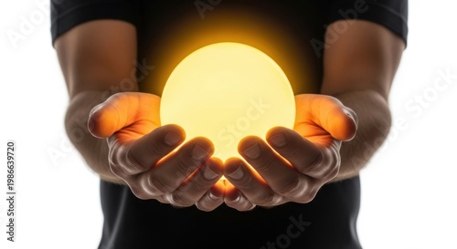 Glowing Sphere Held by Strong Hands