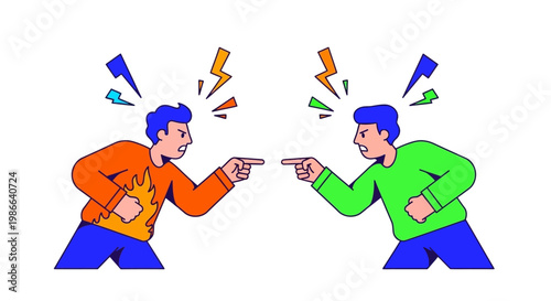 Two men arguing and pointing fingers at each other.